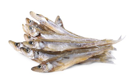 Photo of Dried salted smelt fish isolated on white