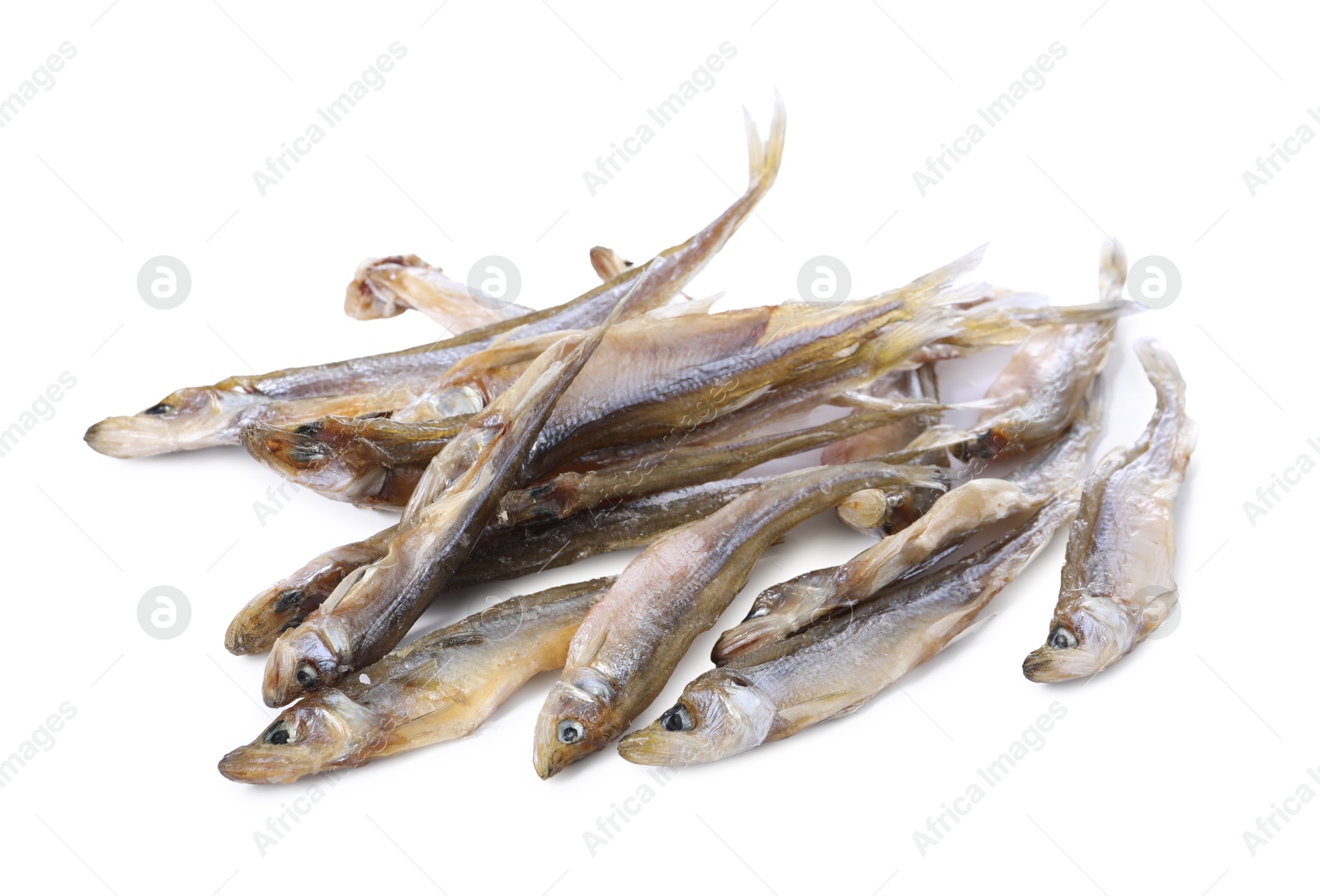 Photo of Dried salted smelt fish isolated on white