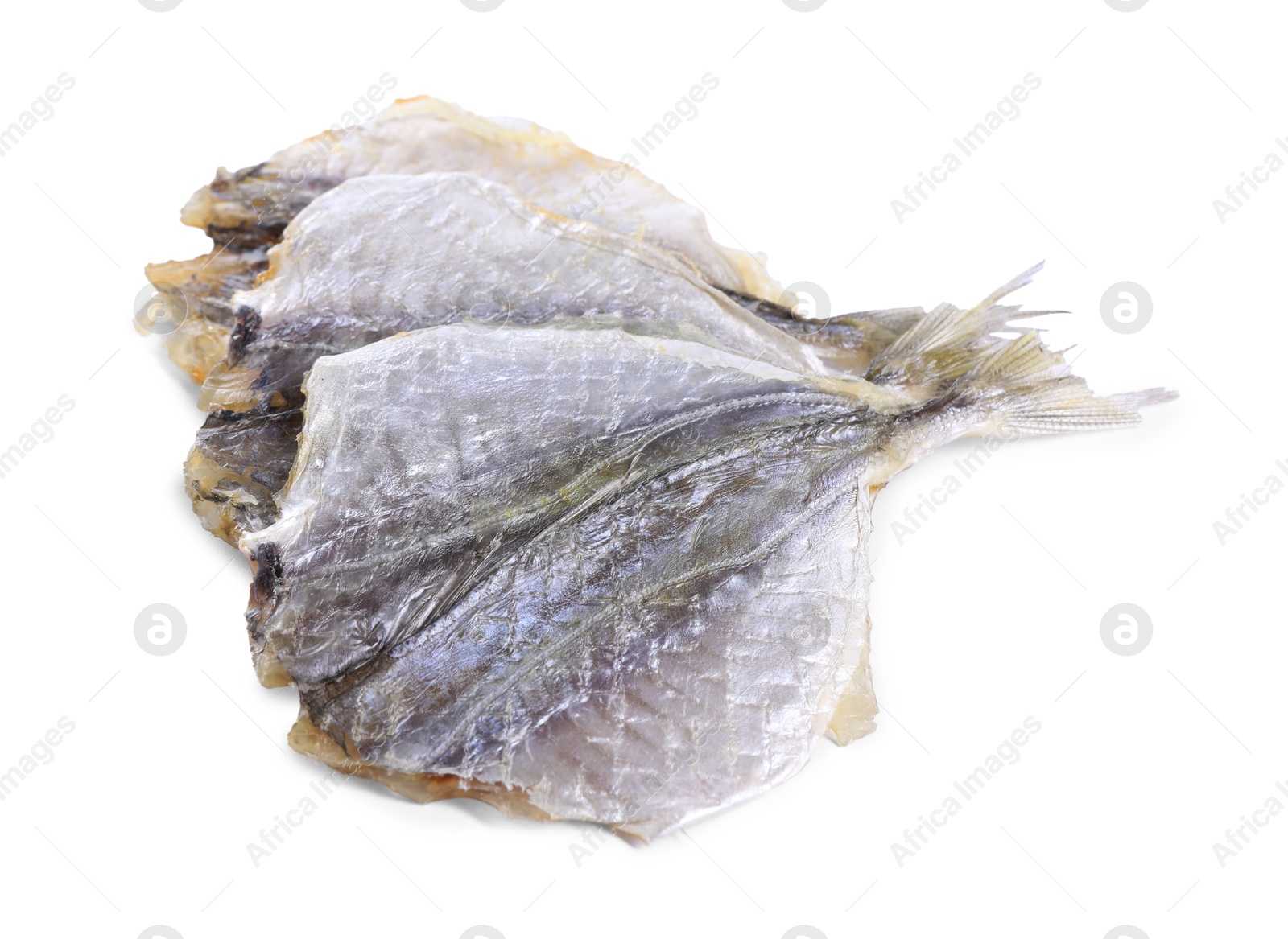 Photo of Dried cod fish fillets isolated on white