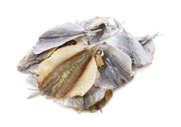 Dried cod fish fillets isolated on white