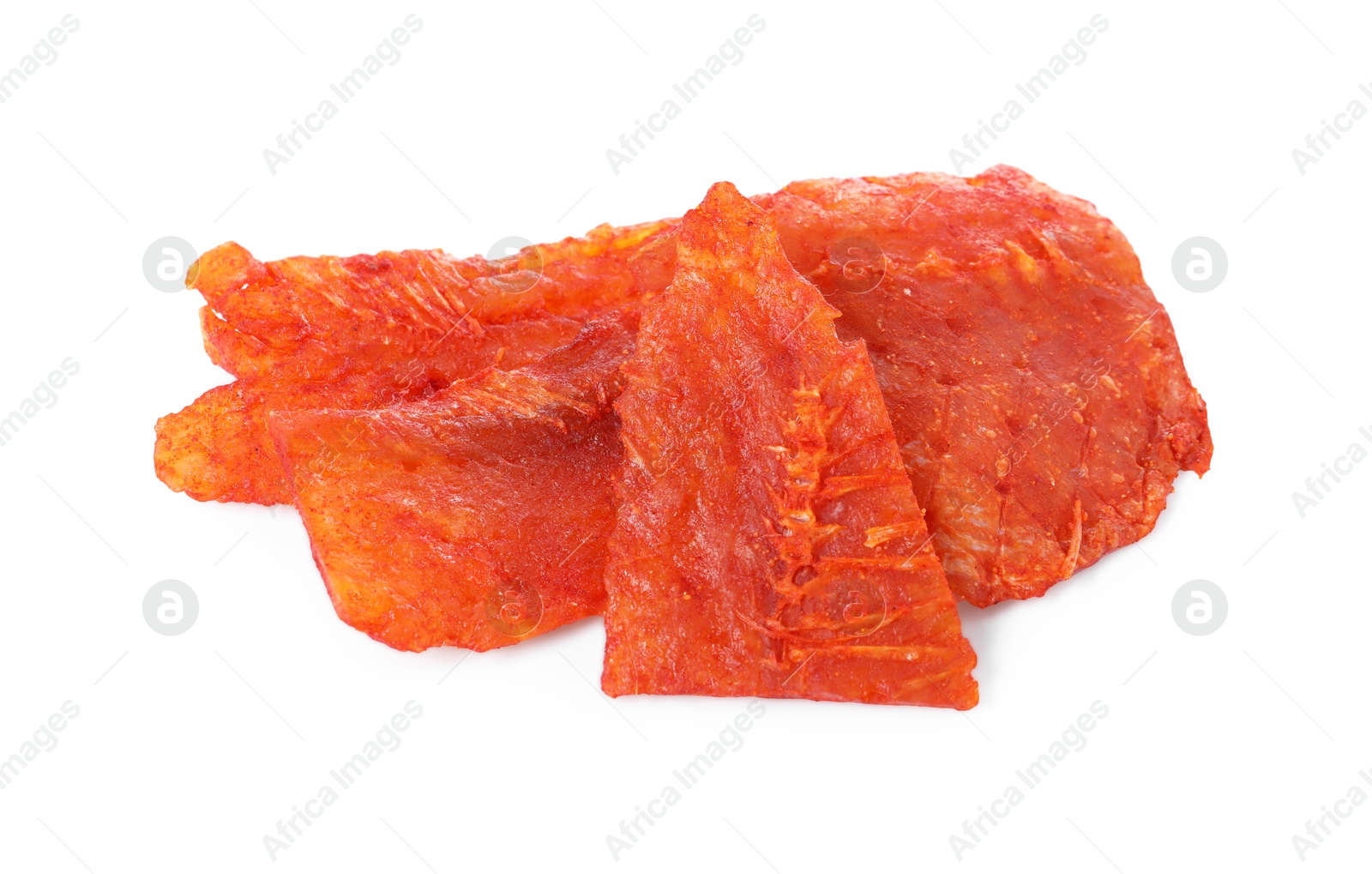 Photo of Dried spicy cod fillets isolated on white