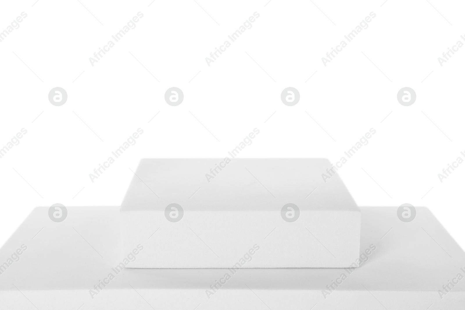 Photo of Podiums on white background. Presentation of product