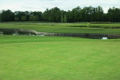 Beautiful view of golf course on sunny day