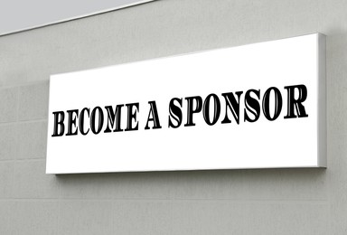 Image of Lightbox with text Become A Sponsor on wall outdoors