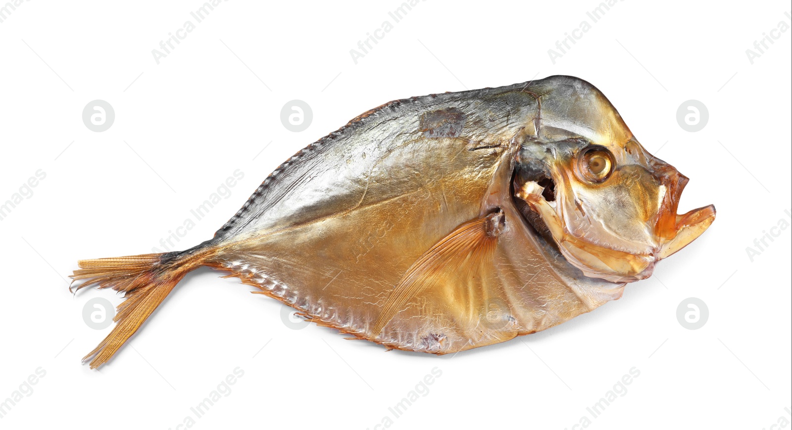 Photo of Dried moonfish isolated on white, top view