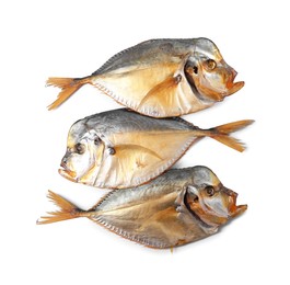 Dried moonfish isolated on white, top view