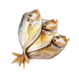 Dried moonfish isolated on white, top view