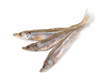 Photo of Dried salted smelt fish isolated on white