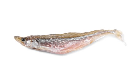 Dried salted smelt fish isolated on white