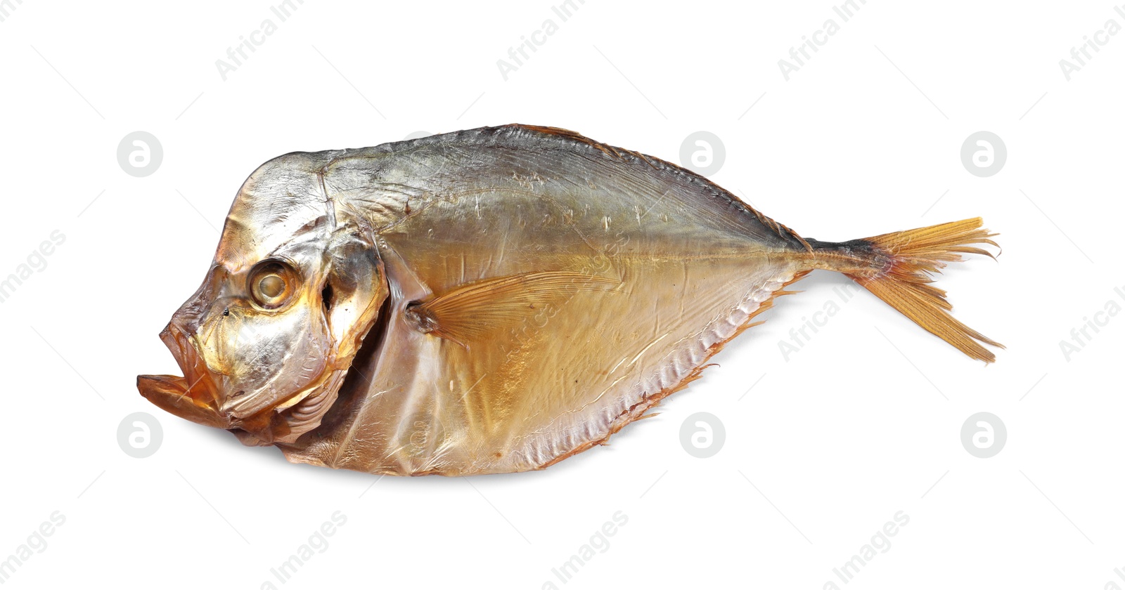 Photo of Dried moonfish isolated on white, top view