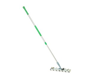 Photo of Microfiber mop isolated on white. Cleaning equipment