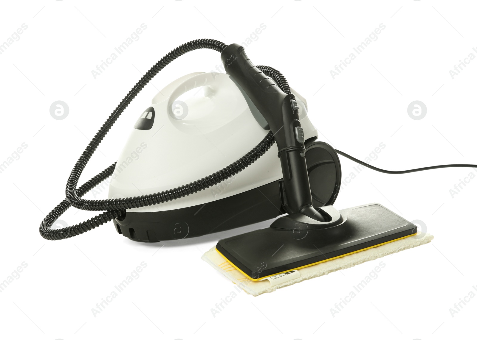 Photo of Steam cleaner isolated on white. Cleaning equipment