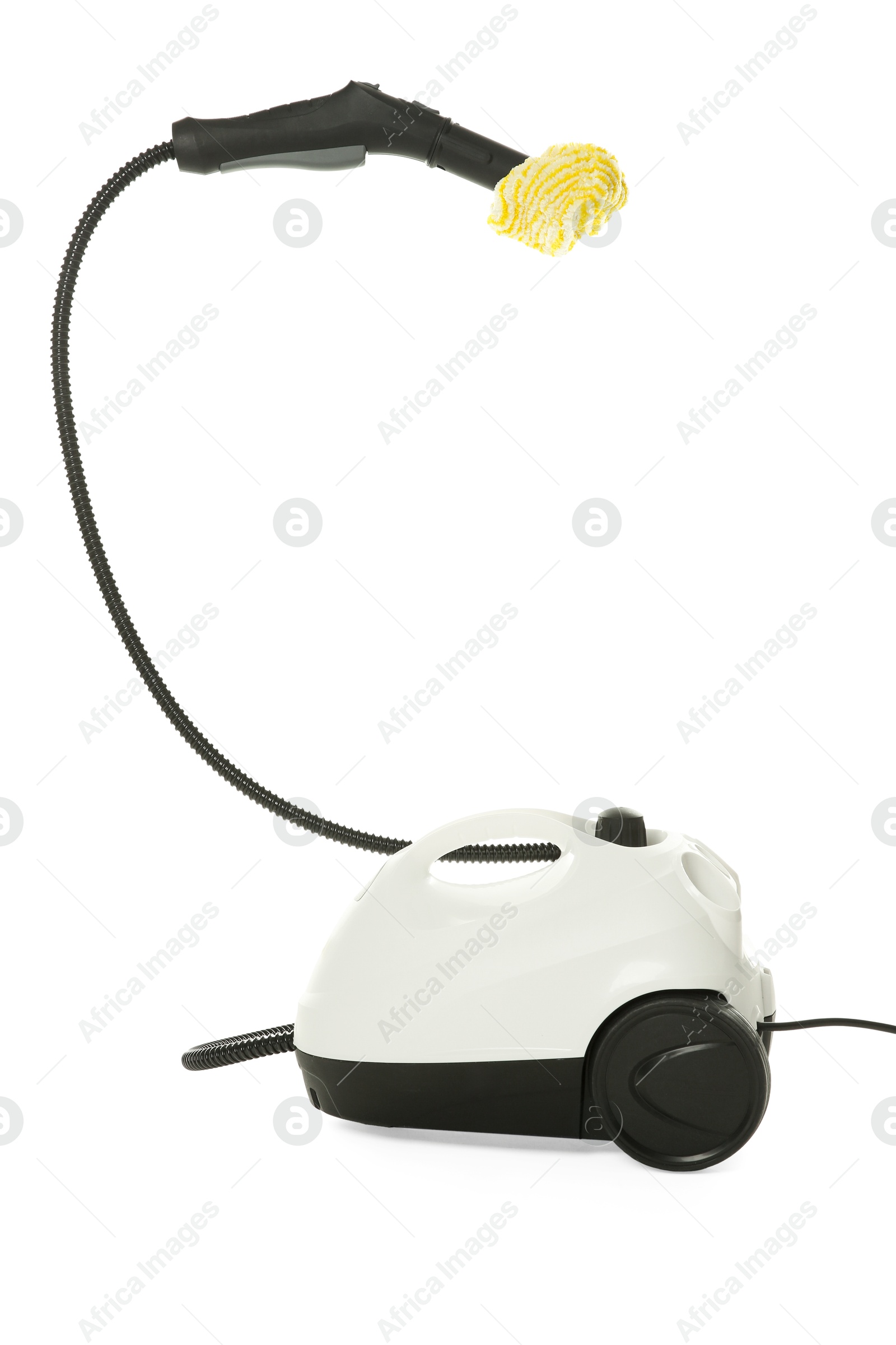 Photo of Steam cleaner isolated on white. Cleaning equipment