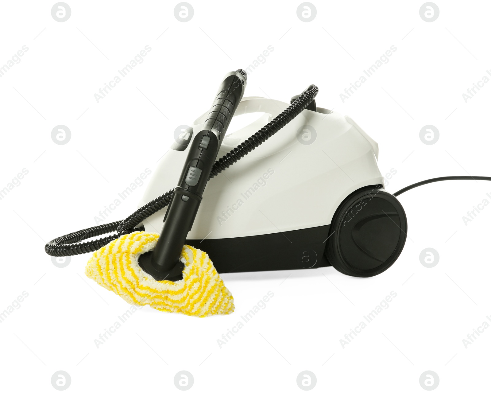 Photo of Steam cleaner isolated on white. Cleaning equipment