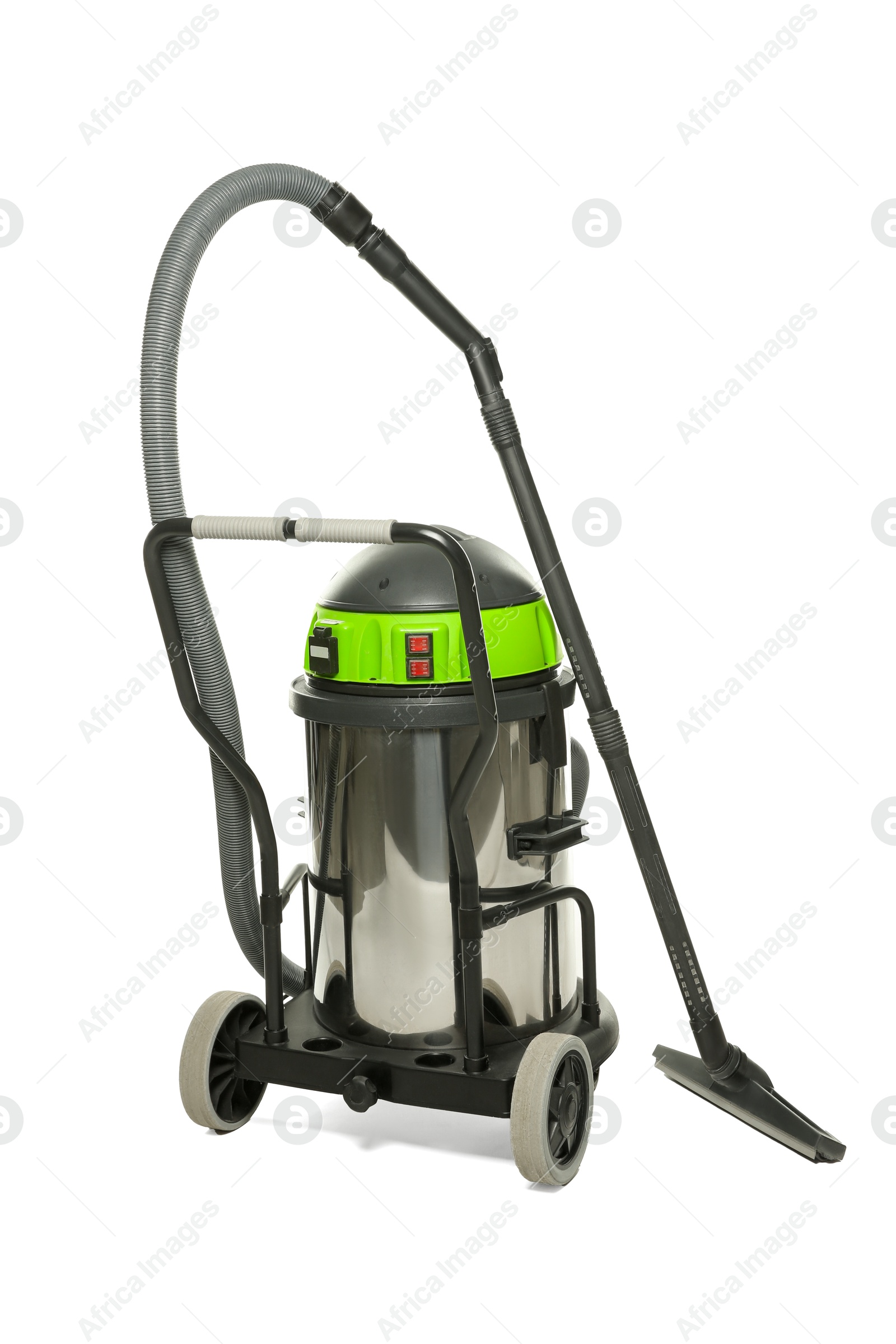 Photo of Vacuum cleaner isolated on white. Cleaning equipment