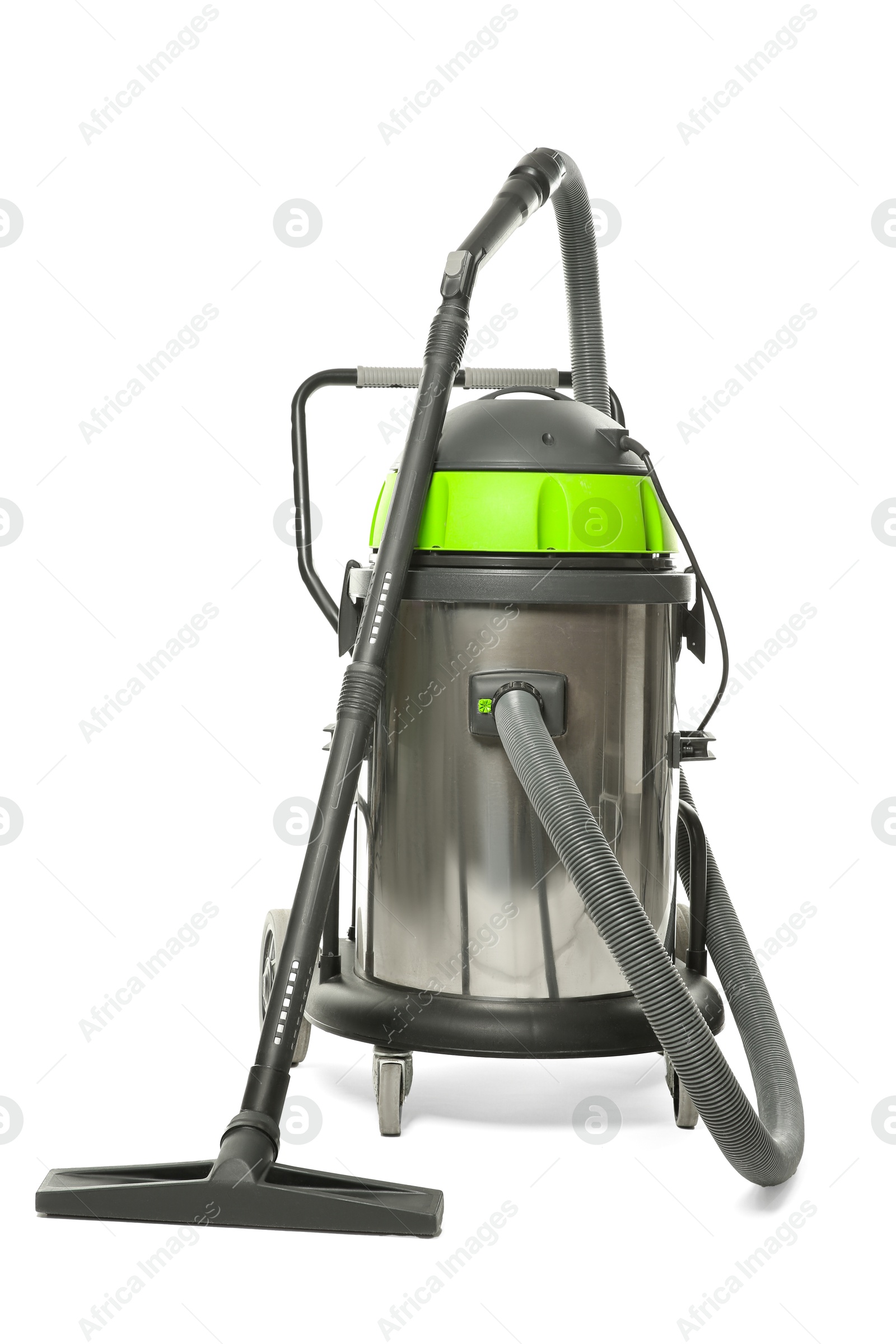 Photo of Vacuum cleaner isolated on white. Cleaning equipment