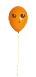 Image of Orange balloon with kissing face on white background