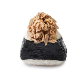 Photo of Tasty tuna onigiri (Japanese rice ball) isolated on white