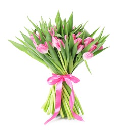 Bouquet of beautiful pink tulips isolated on white