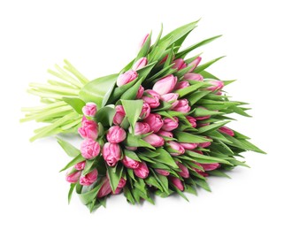 Bouquet of beautiful pink tulips isolated on white