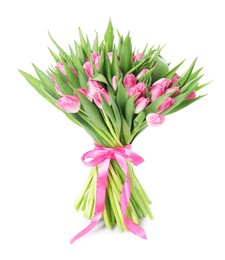 Bouquet of beautiful pink tulips isolated on white