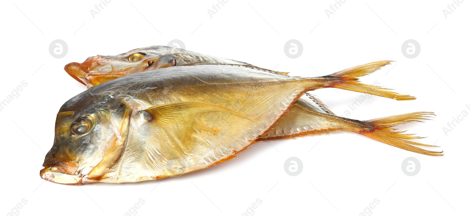 Photo of Dried moonfish isolated on white. Salty snack