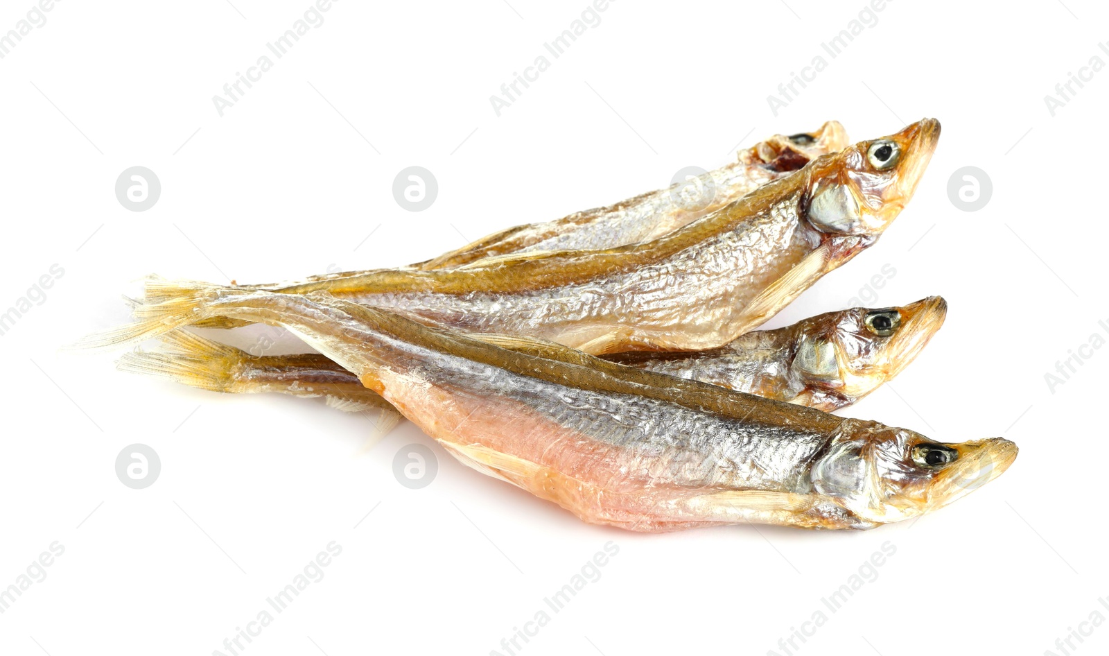 Photo of Dried salted smelt fish isolated on white