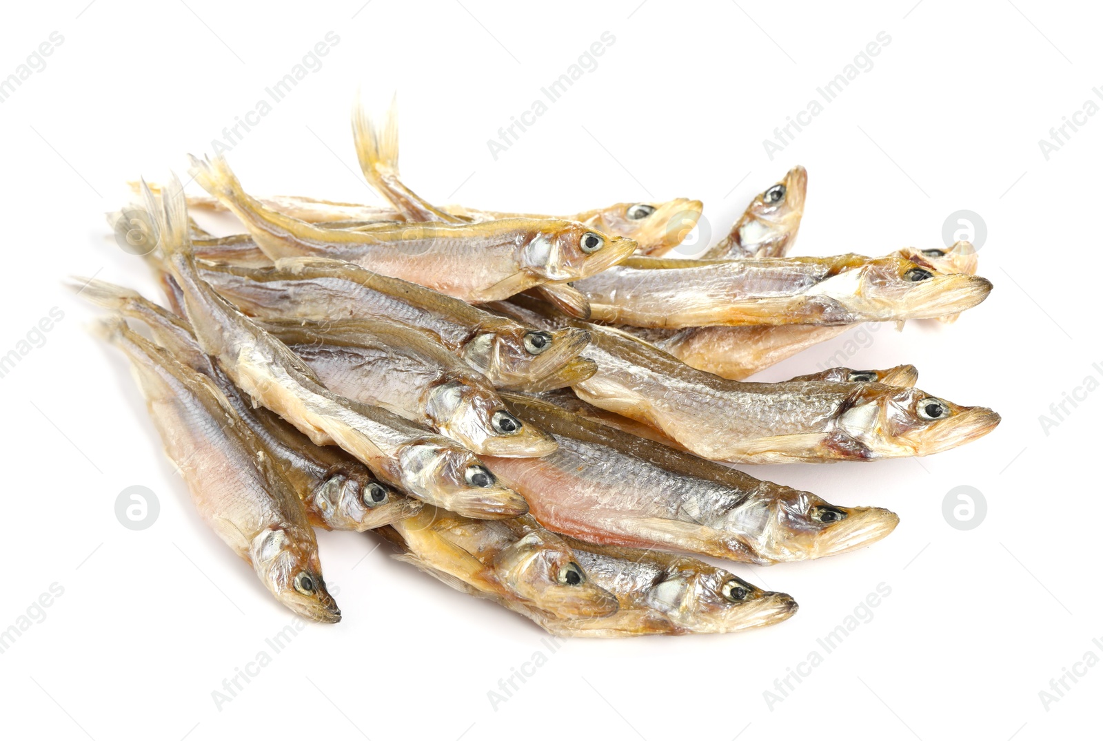 Photo of Dried salted smelt fish isolated on white