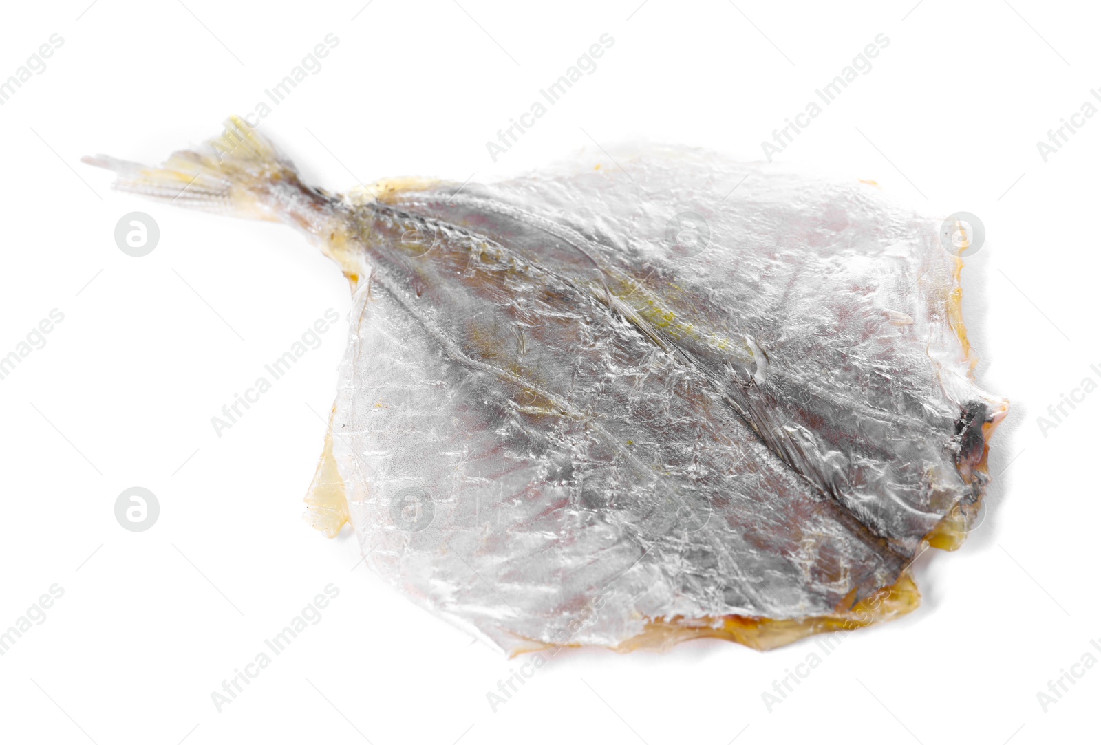 Photo of Dried cod fish fillet isolated on white