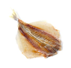 Photo of Dried cod fish fillet isolated on white