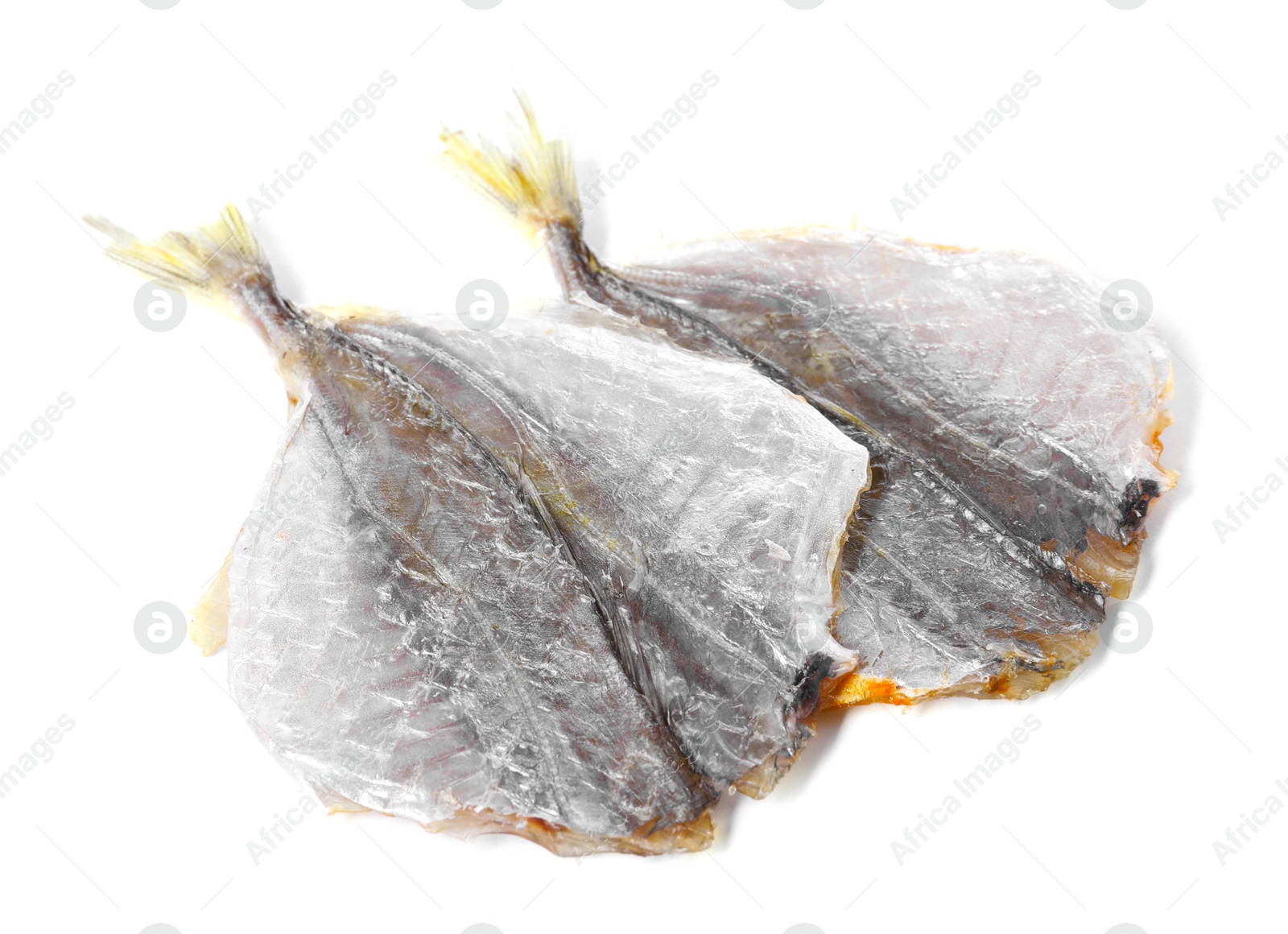 Photo of Dried cod fish fillets isolated on white