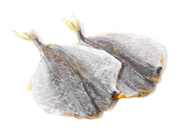 Dried cod fish fillets isolated on white