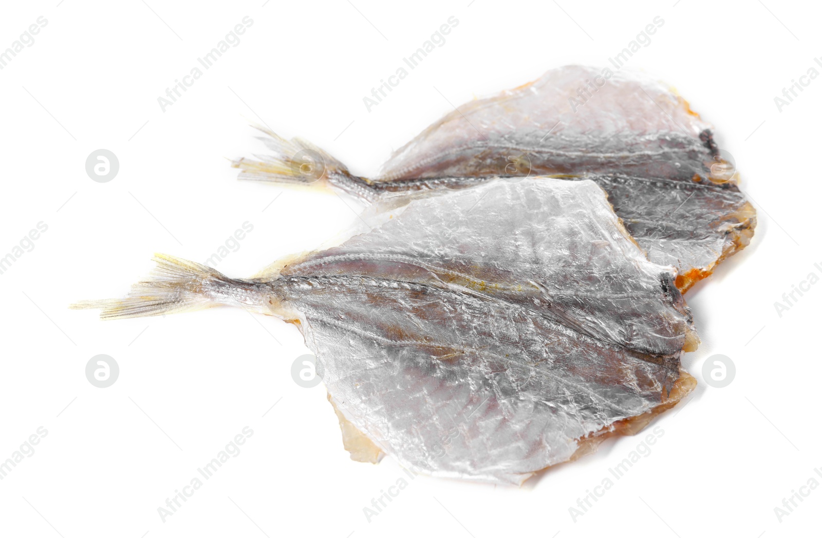 Photo of Dried cod fish fillets isolated on white