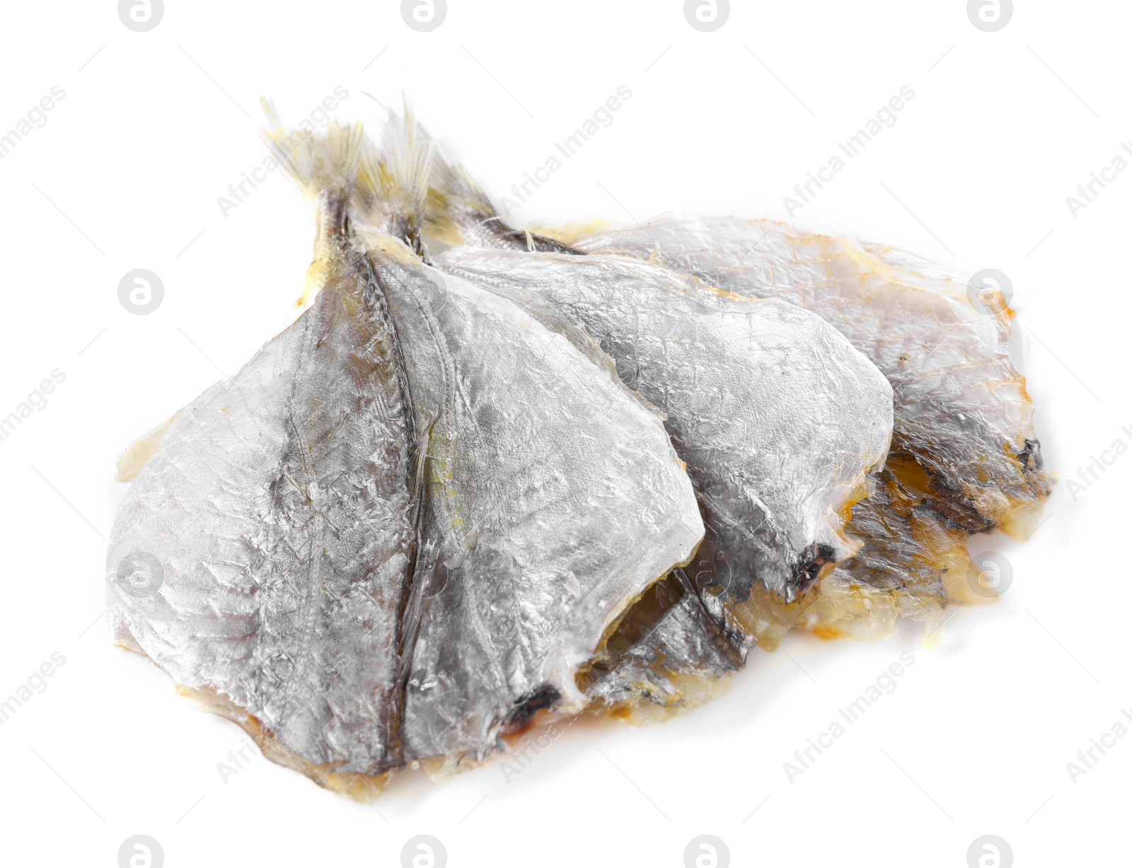 Photo of Dried cod fish fillets isolated on white