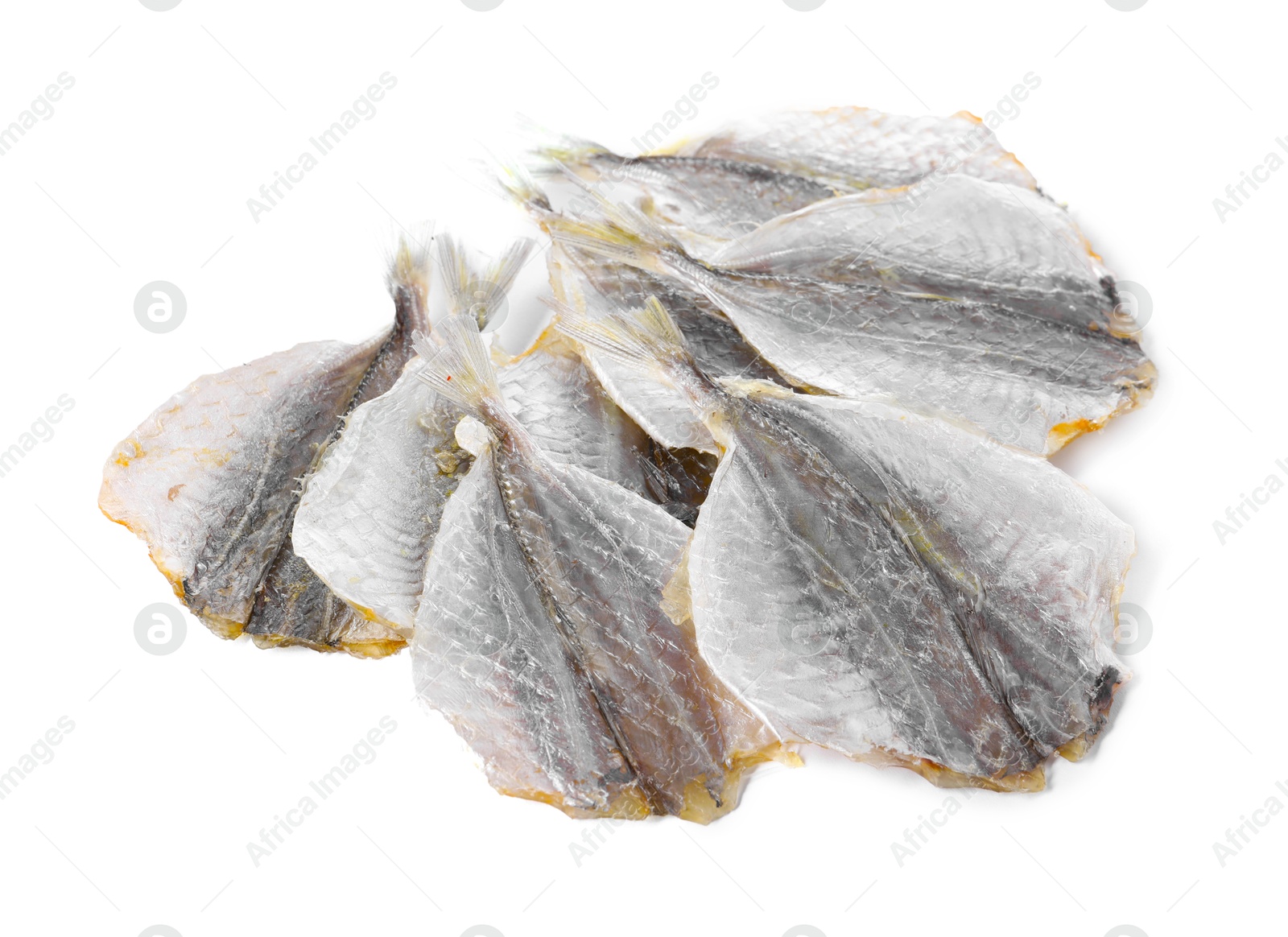 Photo of Dried cod fish fillets isolated on white