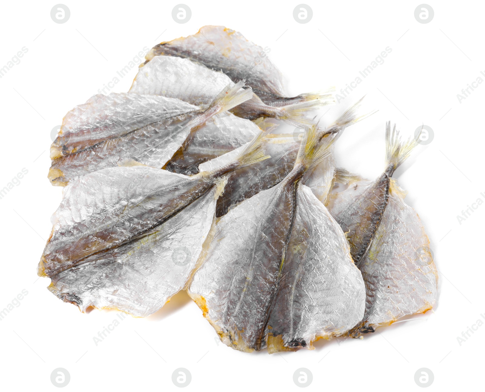 Photo of Dried cod fish fillets isolated on white