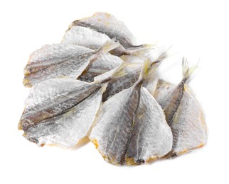 Dried cod fish fillets isolated on white