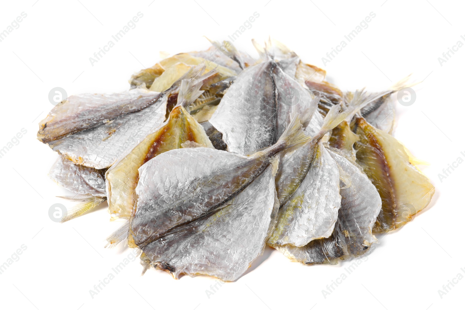 Photo of Dried cod fish fillets isolated on white