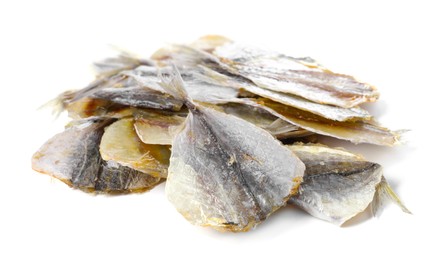 Photo of Dried cod fish fillets isolated on white