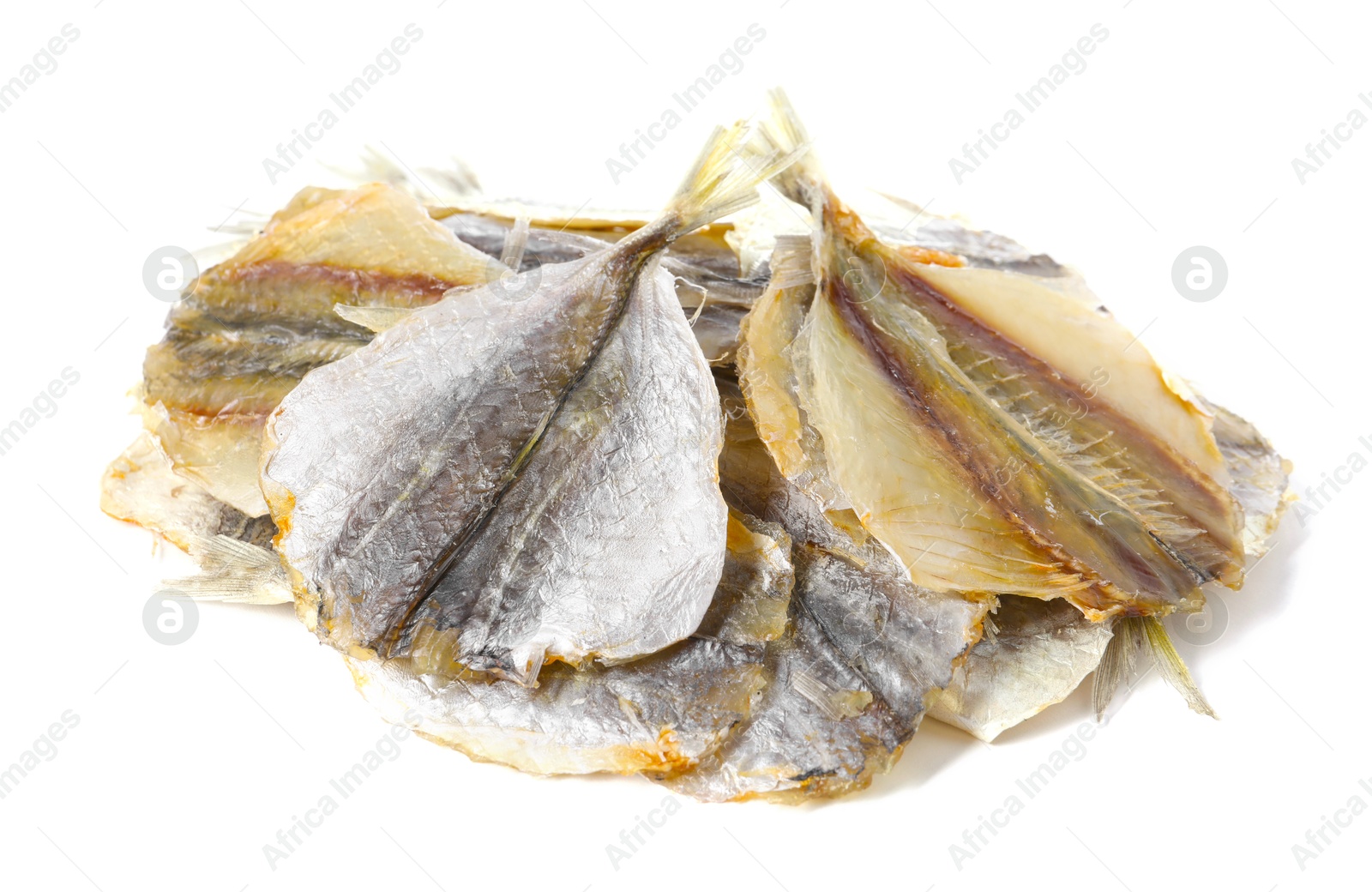 Photo of Dried cod fish fillets isolated on white