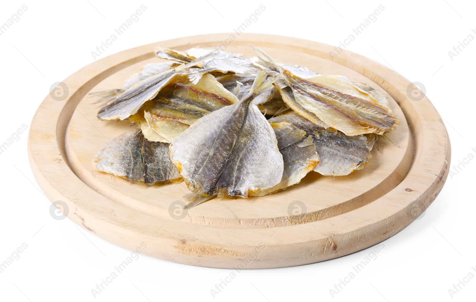 Photo of Dried cod fish fillets isolated on white