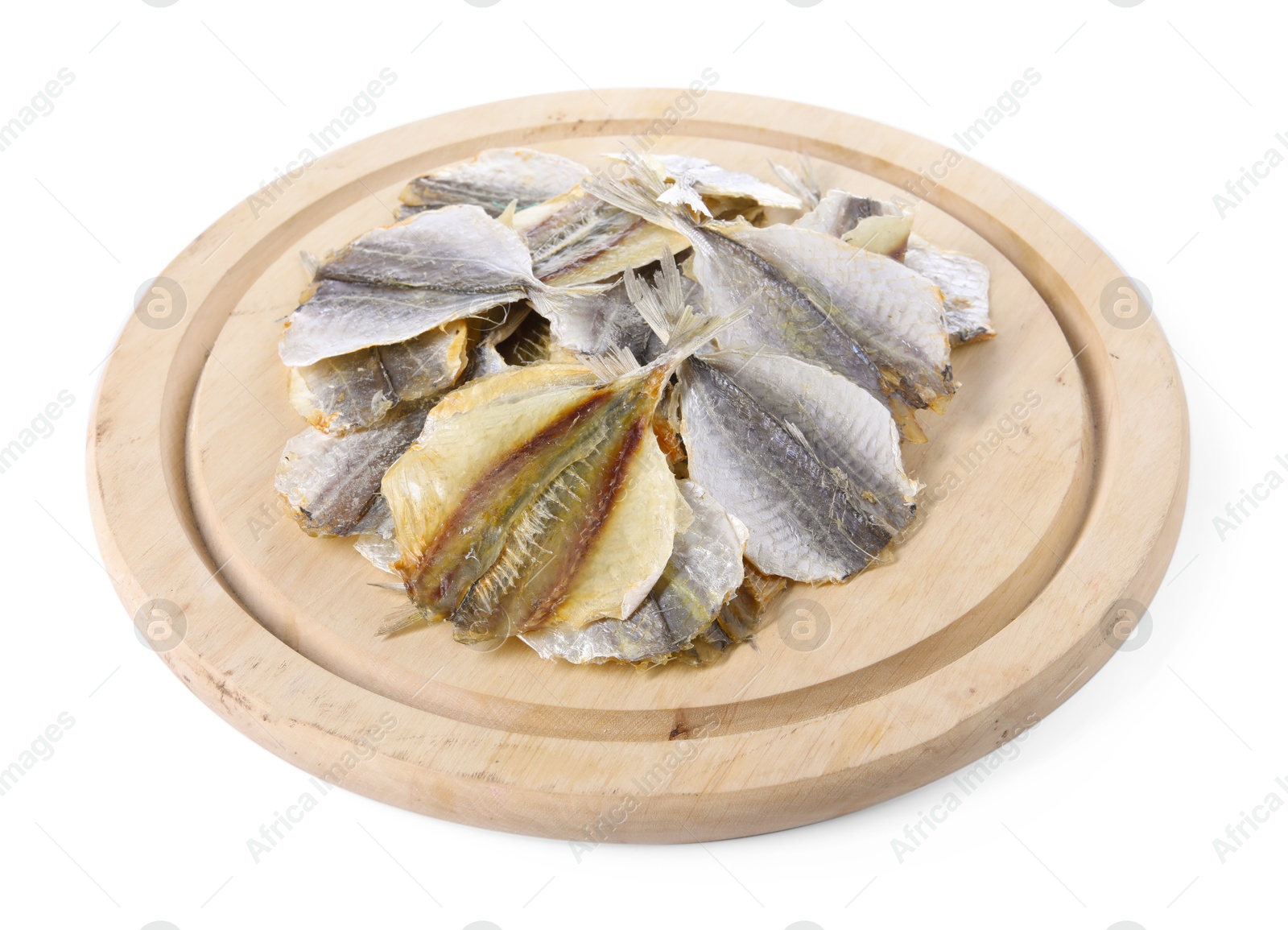 Photo of Dried cod fish fillets isolated on white