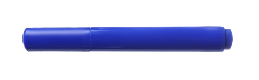 Photo of One blue marker isolated on white. Art supply
