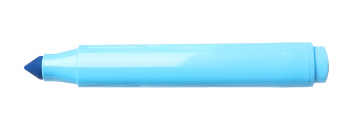 Photo of One light blue marker isolated on white. Art supply