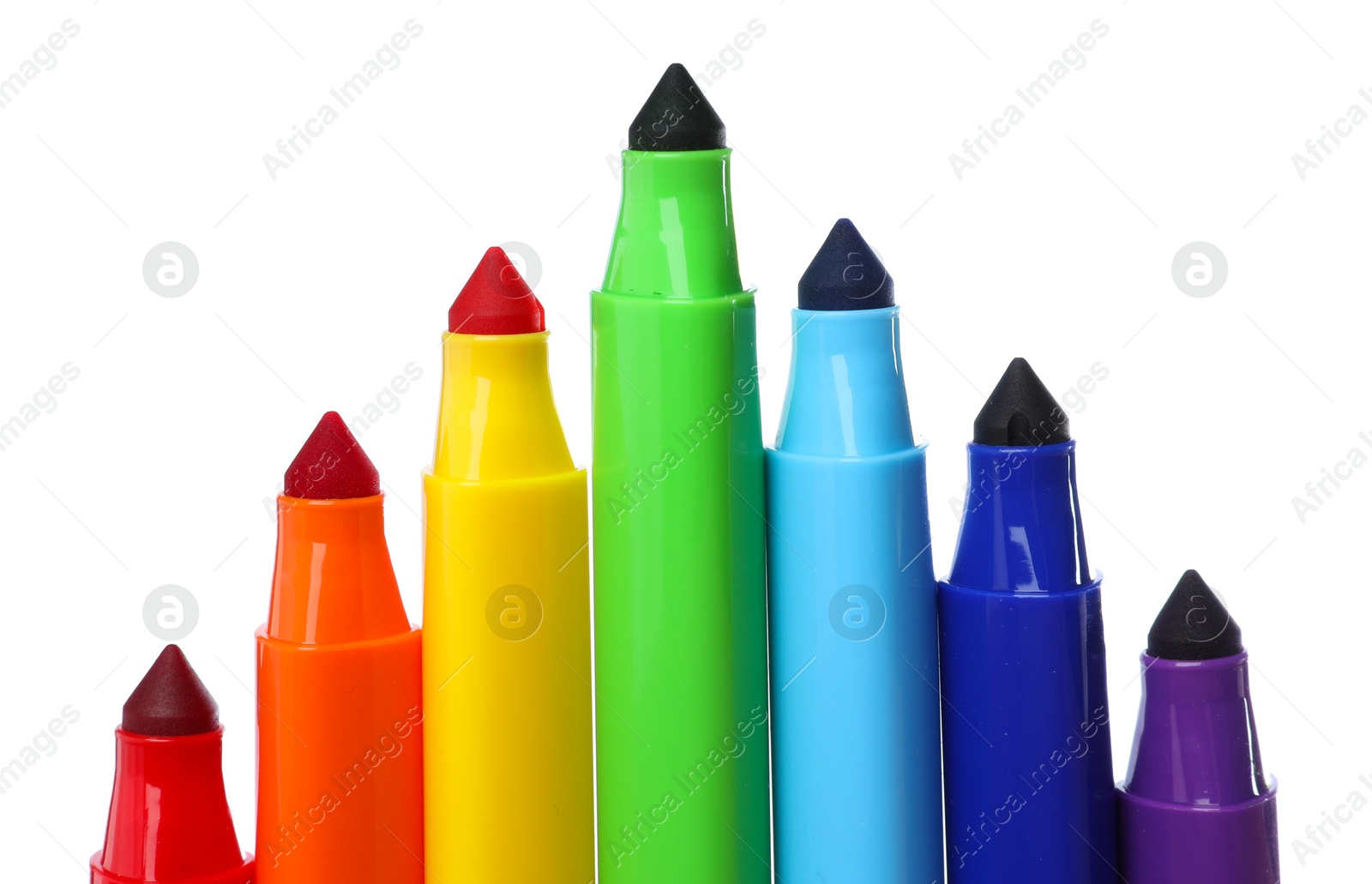 Photo of Many colorful markers isolated on white. Art supply