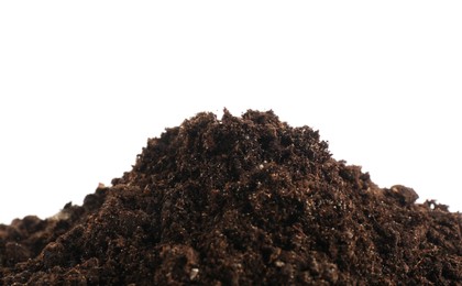 Photo of Pile of fresh soil isolated on white