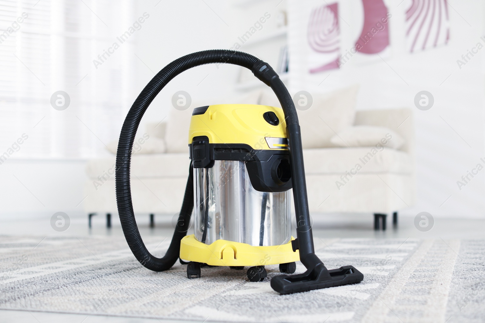 Photo of Modern hoover at home. Professional cleaning appliance