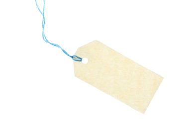Photo of Blank tag with string isolated on white