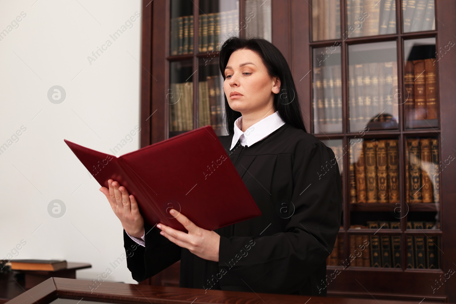 Photo of Judge with folder of documents in office