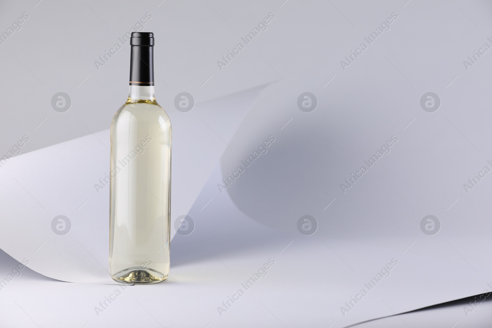 One bottle of tasty wine on white background. Space for text Photo of One bottle of tasty wine on white background. Space for text